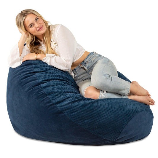 Quilted Microvelvet Oval Bean Bag Chair
