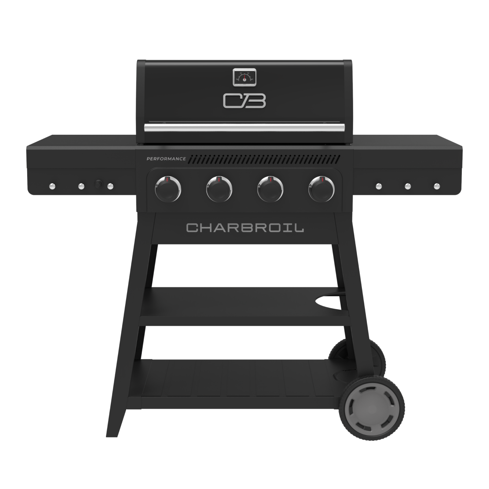 FlavorMax™ 4 Burner Cart Gas Grill – w/ SS Knobs and Handles