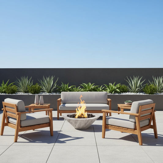 Cazo Ivory Wood Grain Fire Bowl