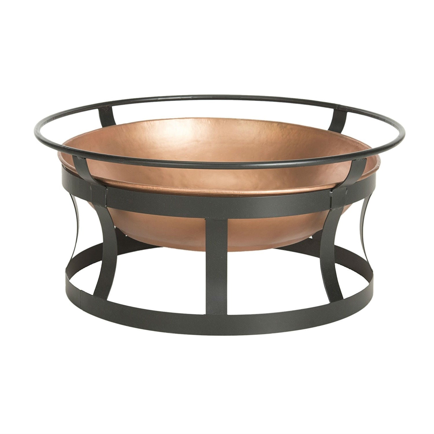 Copper Finish Fire Pit with Black Iron Stand