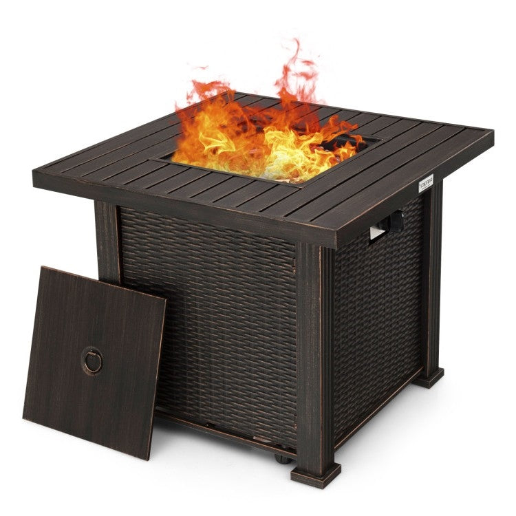 Outdoor Square Propane Gas Fire Pit Table