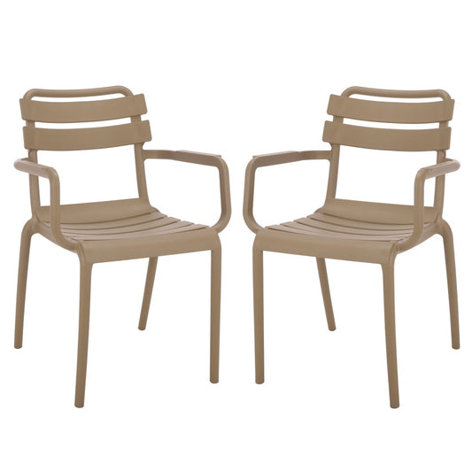 Sarah Outdoor Dining Armchair Set of 2 – Stackable Polyethylene Patio Chairs