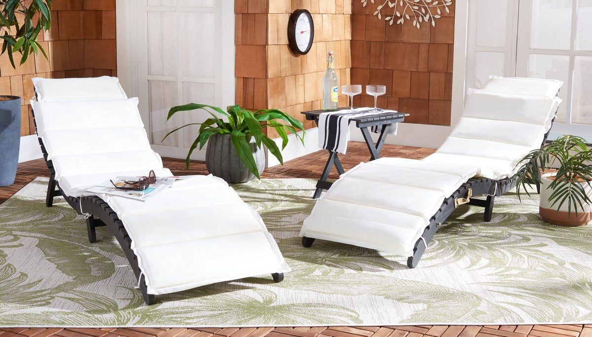 Pacifica 3 Piece Lounge Set – Acacia Wood Outdoor Chaise and Side Table