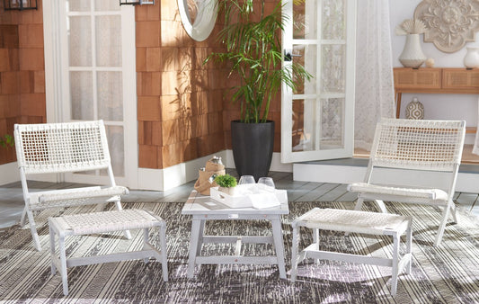 Casella 3-Piece Outdoor Lounge Set – Acacia Wood with Ottoman & Side Table