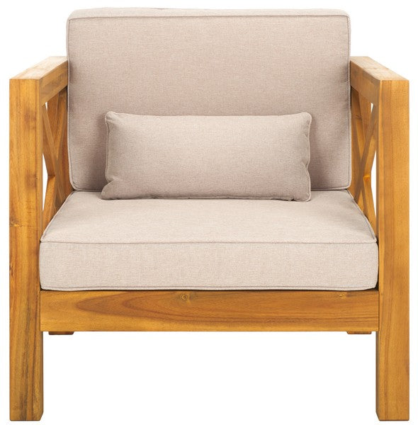Crewe Outdoor Arm Chair – Acacia Wood Patio Chair with Cushions