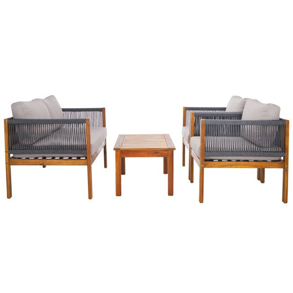 Wilson 4-Piece Acacia Wood Outdoor Living Set with Rope Detailing