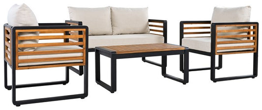 Baker 4 Piece Living Set – Modern Outdoor Lounge in Steel & Acacia