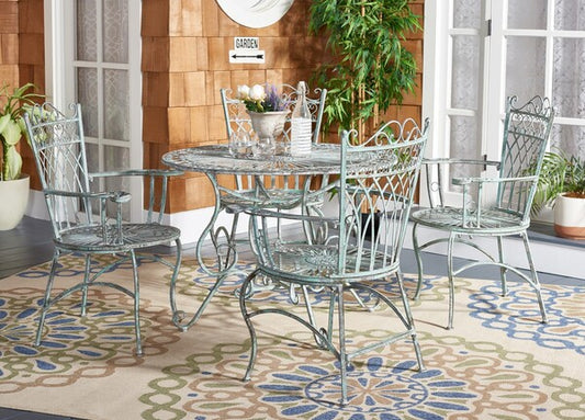 Thessaly 5 Piece Outdoor Set – Victorian-Inspired Iron Garden Dining Set