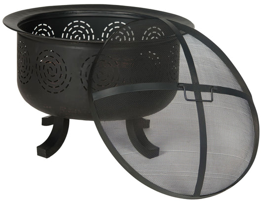 Negril Fire Pit – Copper and Black Iron Wood-Burning Fire Pit with Screen