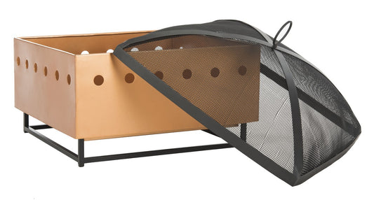 Wyatt Square Fire Pit – Copper and Black Iron Outdoor Fire Pit