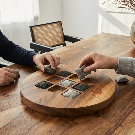 Studio Series Live Edge Acacia Wood Tic Tac Toe Game