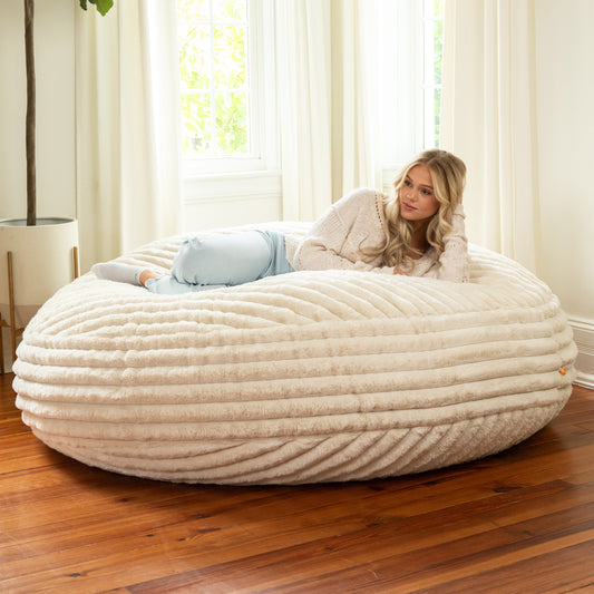 Premium Luxe Faux Fur Cocoon Large Bean Bag Chair