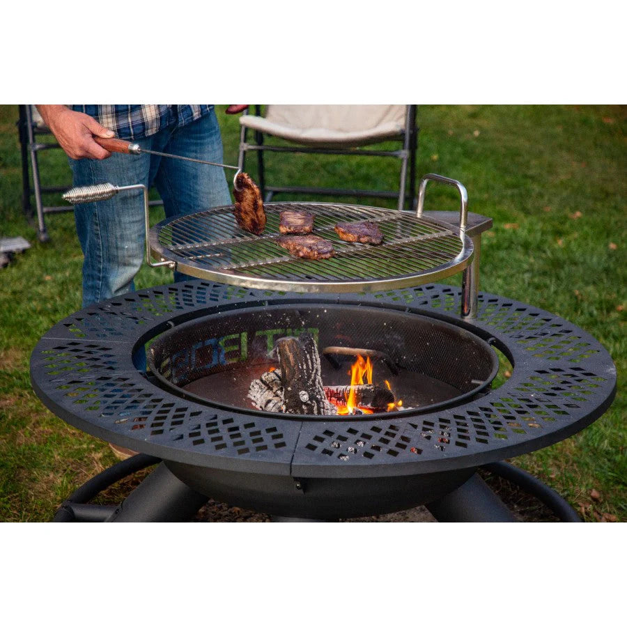 Pit Boss Cowboy 2-in-1 Outdoor Wood Fire Pit with Swivel Cooking Grate