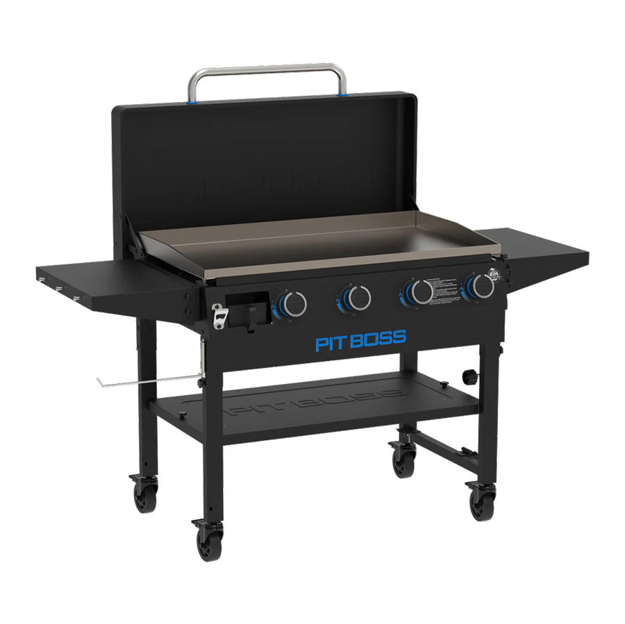 Pit Boss 4-Burner Deluxe Griddle With Side Shelves + Lid - PB4BGD1