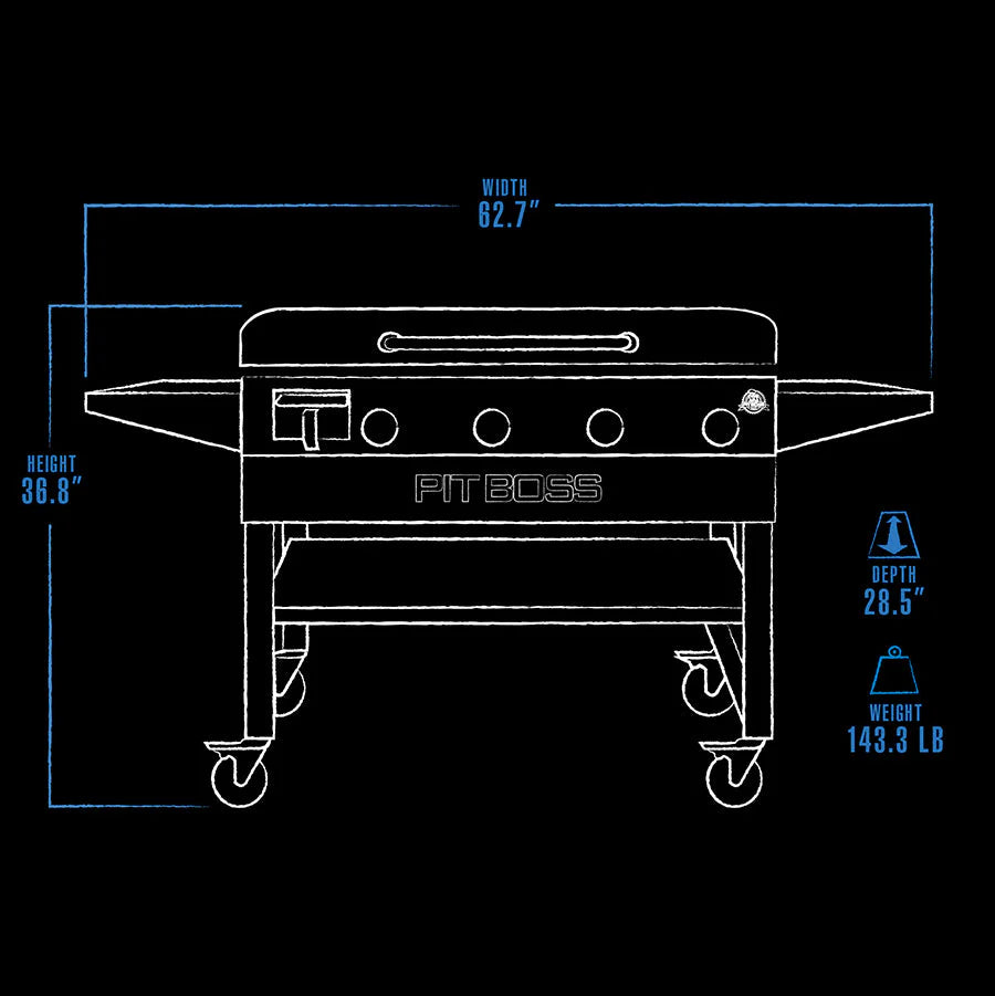 Pit Boss 4-Burner Deluxe Griddle With Side Shelves + Lid - PB4BGD1