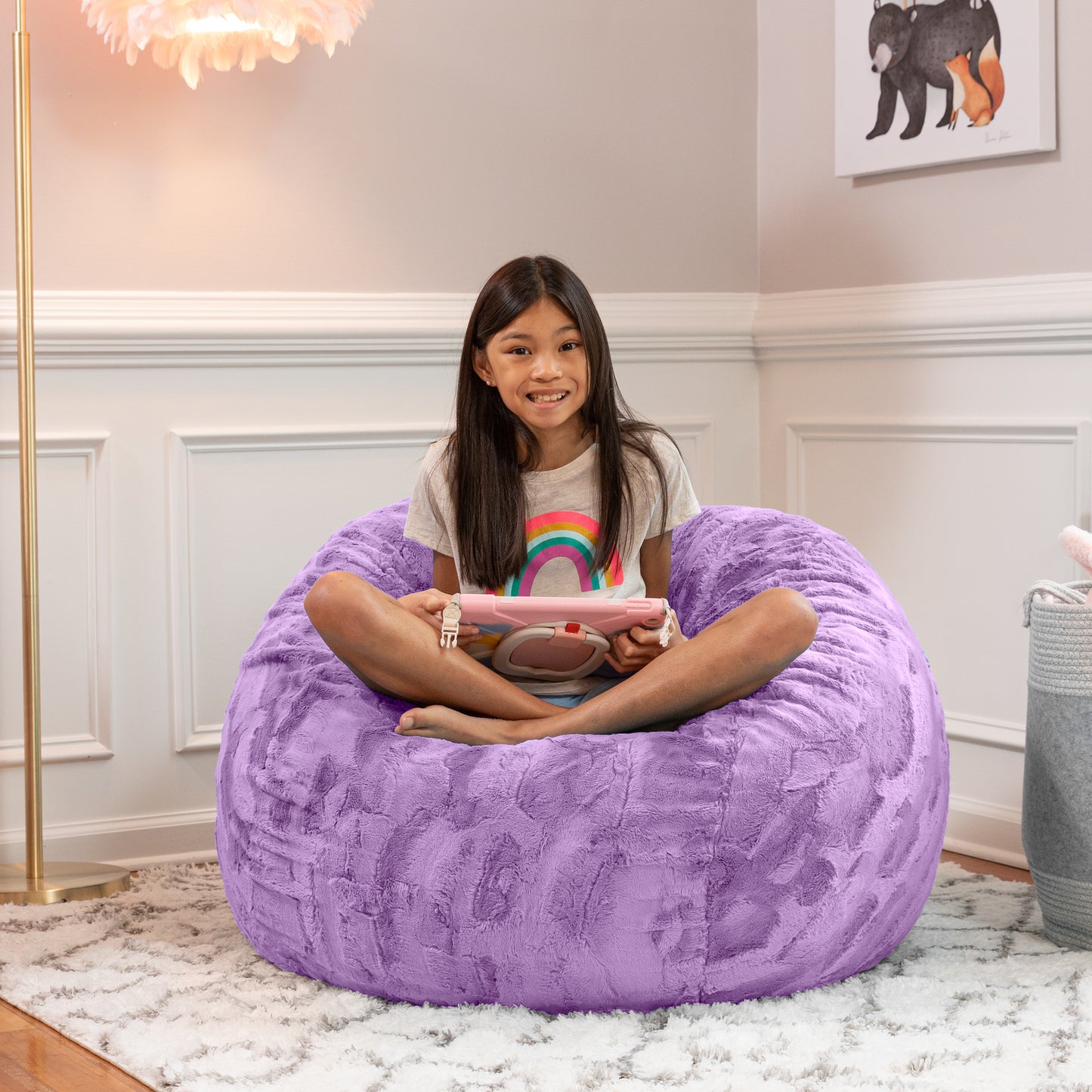 Kids Faux Fur Bean Bag Chair