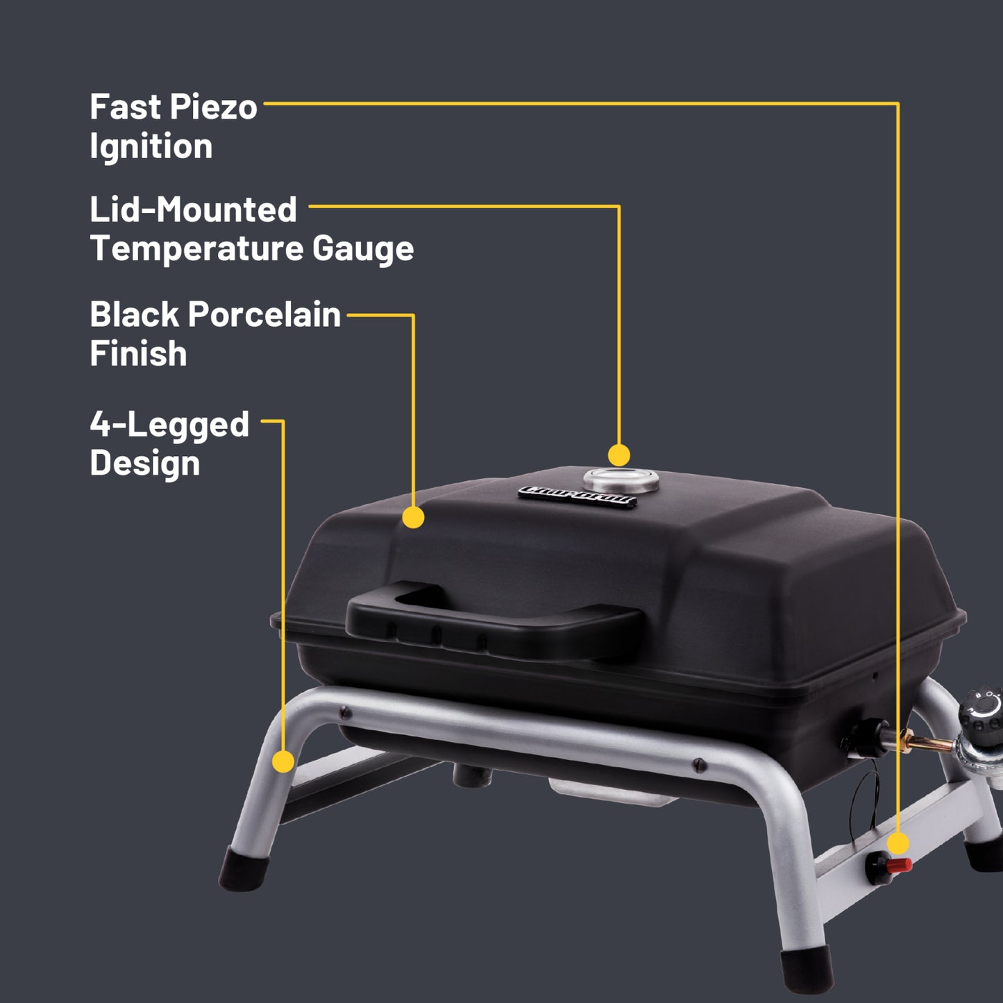 1-Burner Portable Propane Gas Grill – Black