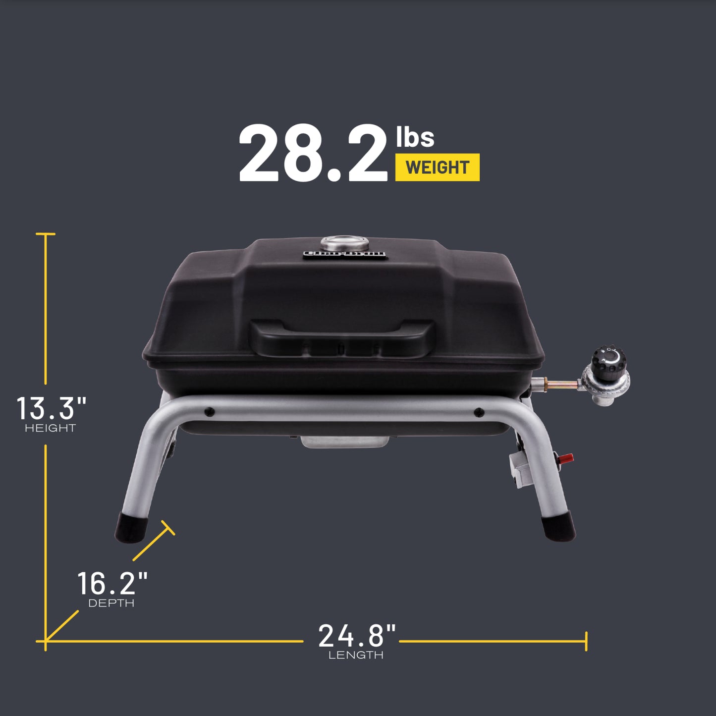 1-Burner Portable Propane Gas Grill – Black