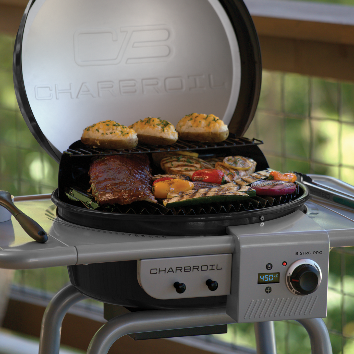 Bistro Pro™ Electric Grill & Griddle + Charcoal Mode