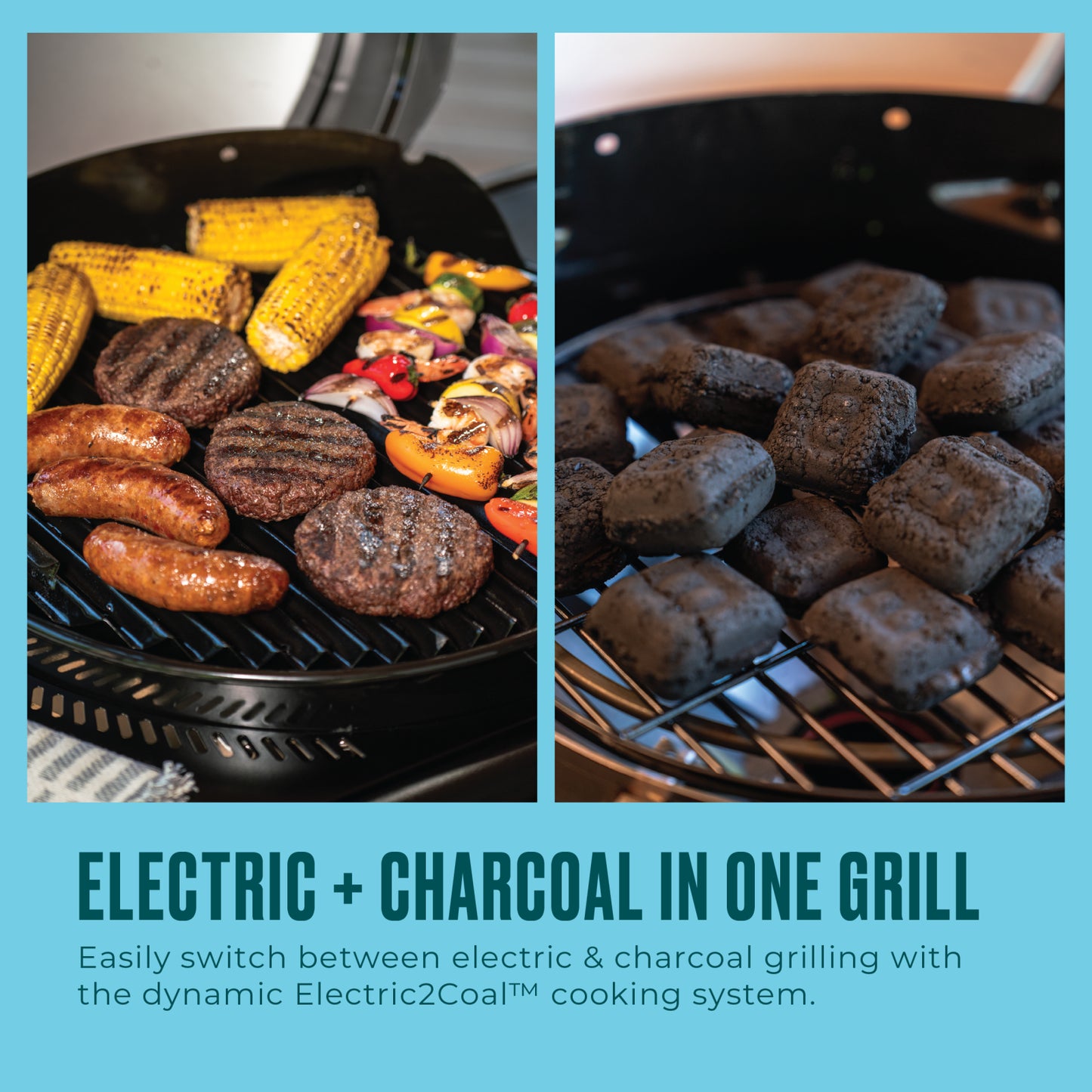 Bistro Pro™ Electric Grill & Griddle + Charcoal Mode