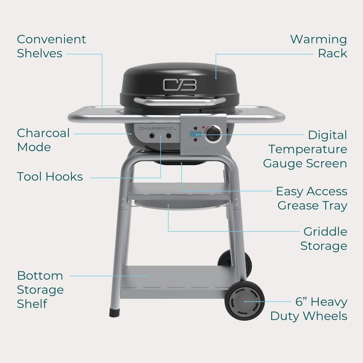 Bistro Pro™ Electric Grill & Griddle + Charcoal Mode