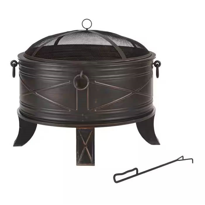 Round Steel Outdoor Fire Pit 26-inch
