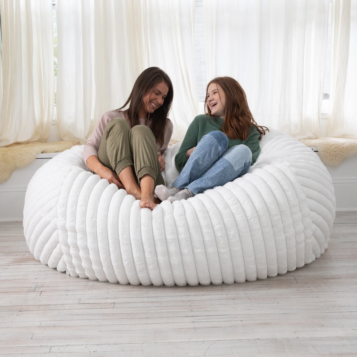 Premium Faux Fur Bean Bag Loveseat