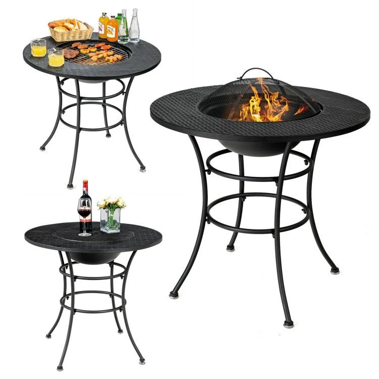 4-in-1 Fire Pit - Grill, BBQ, Ice Bucket & Dining Table