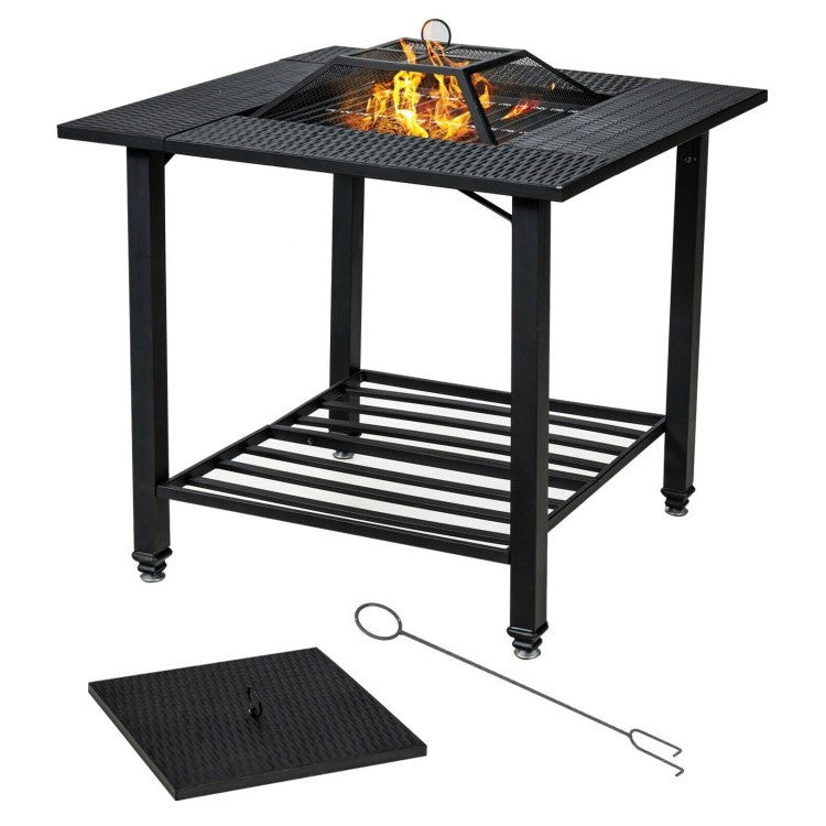 Fire Pit Grill BBQ Ice Bucket Dining Table 4-1 Square