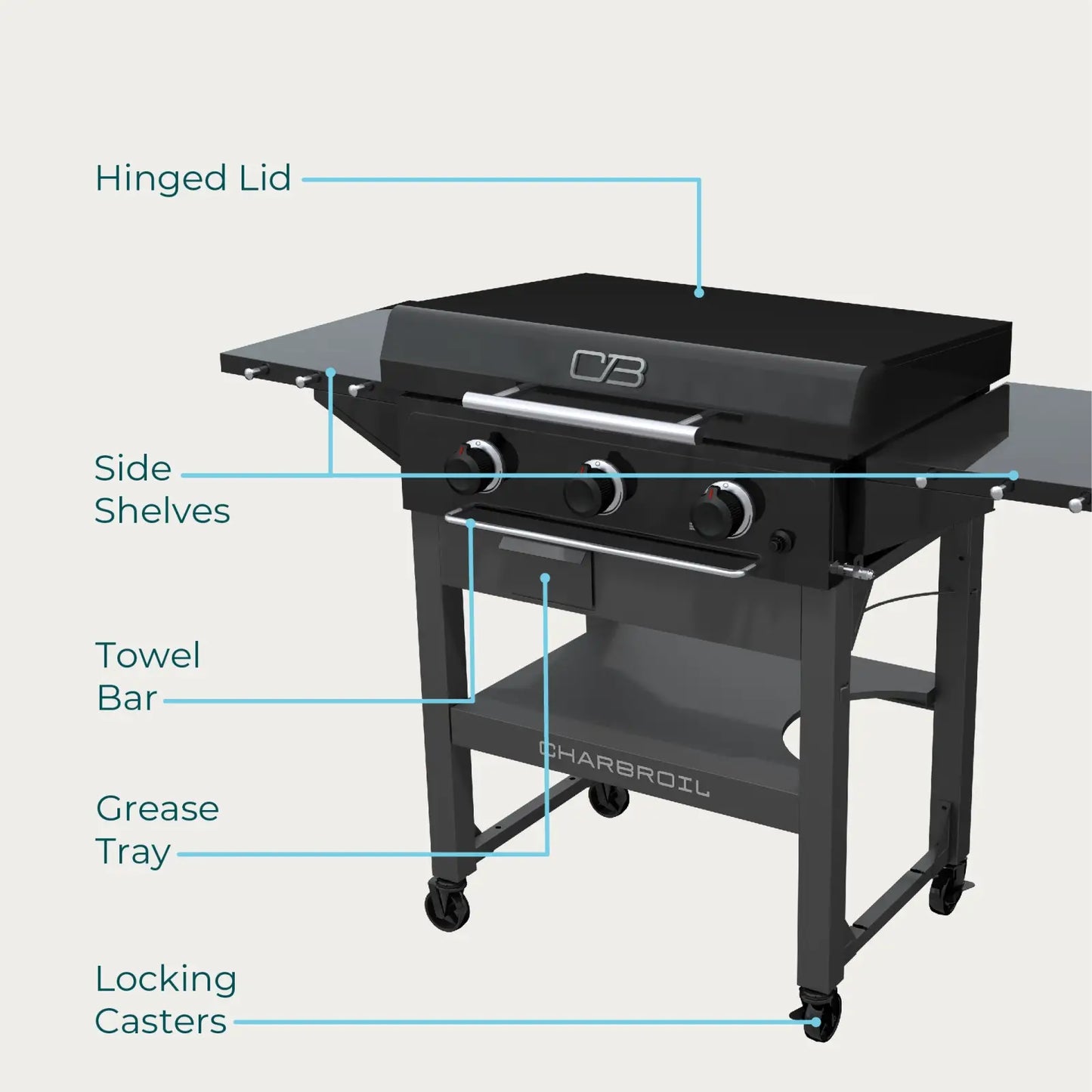 Performance Series™ 28" XL Propane Gas Griddle with Cart – 3 Burner Flat Top Grill