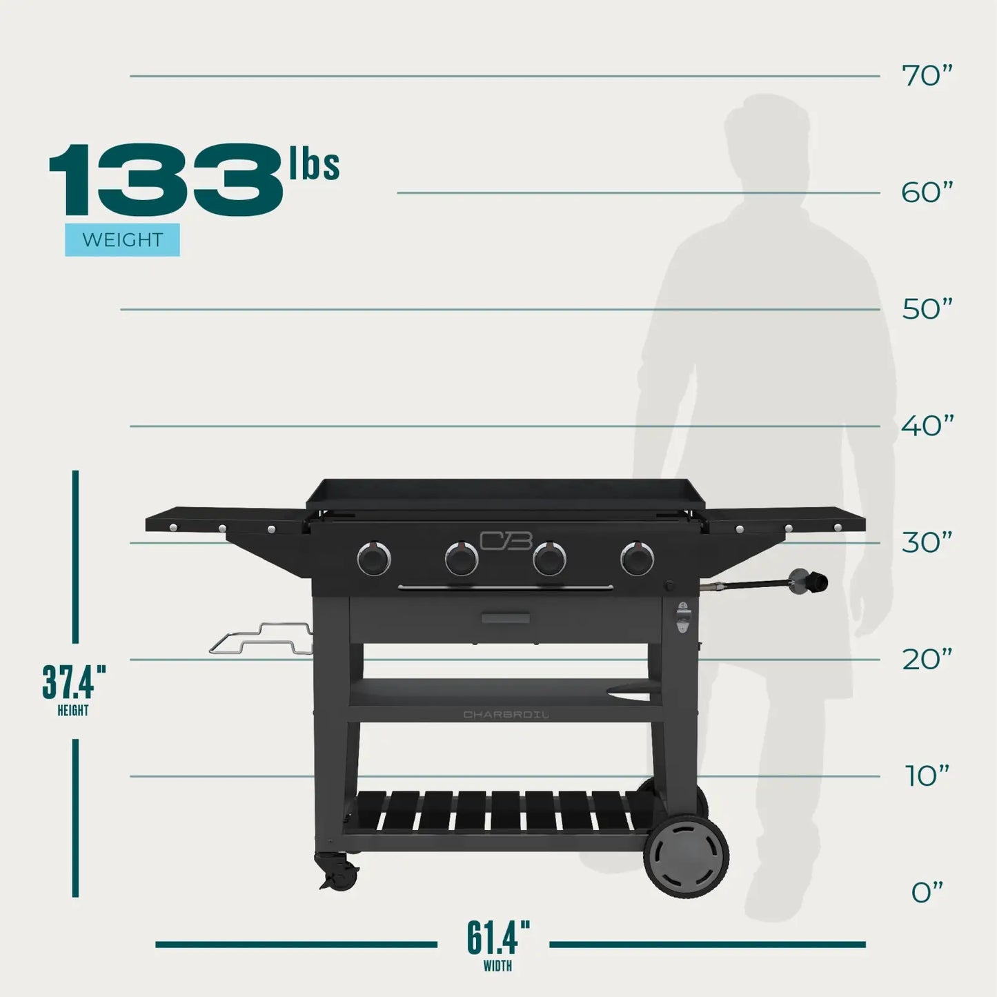 Performance Series™ 36" Propane Gas Griddle with Cart – 4 Burner Flat Top Grill