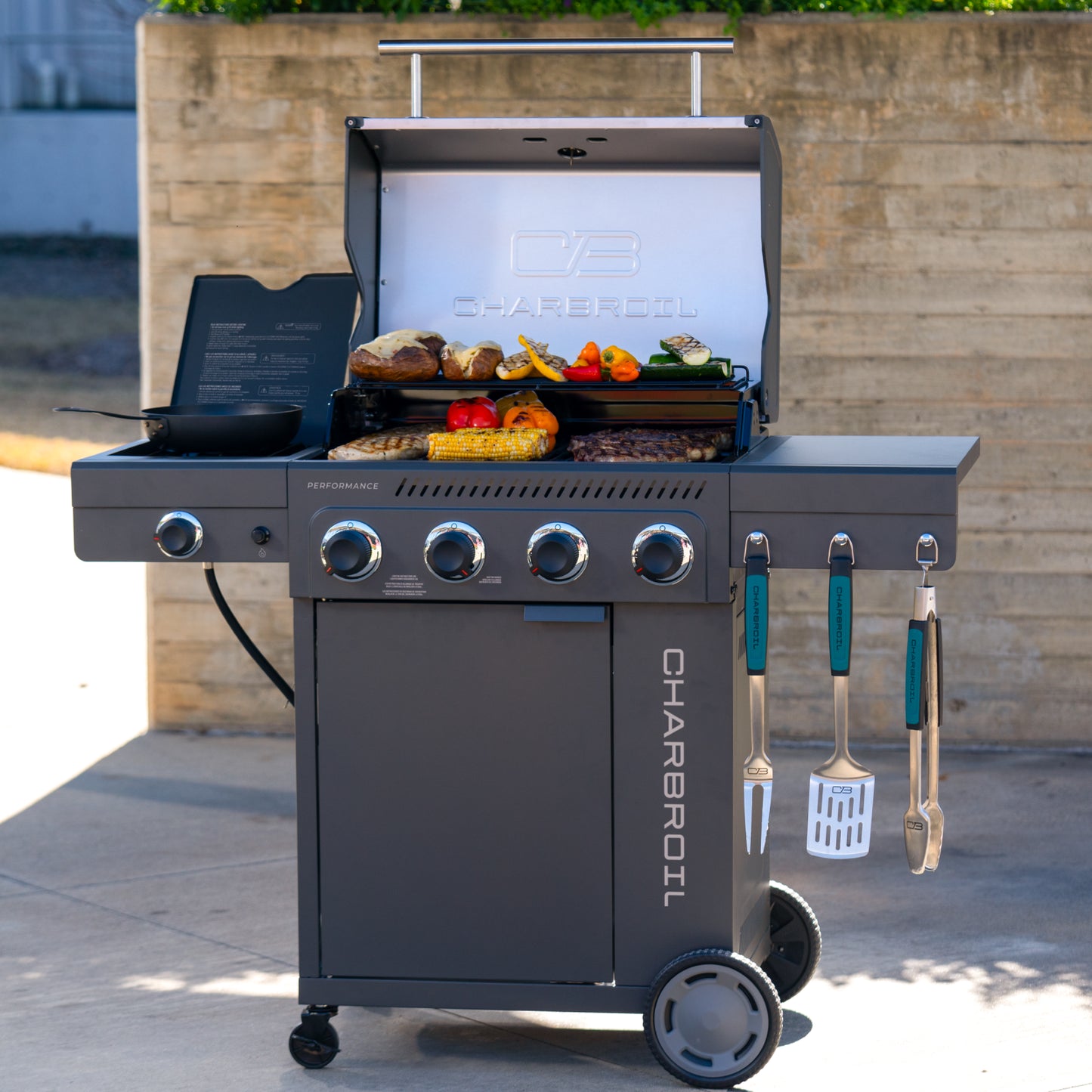 FlavorMax™ 4 Burner Gas Grill Cabinet with Side Burner