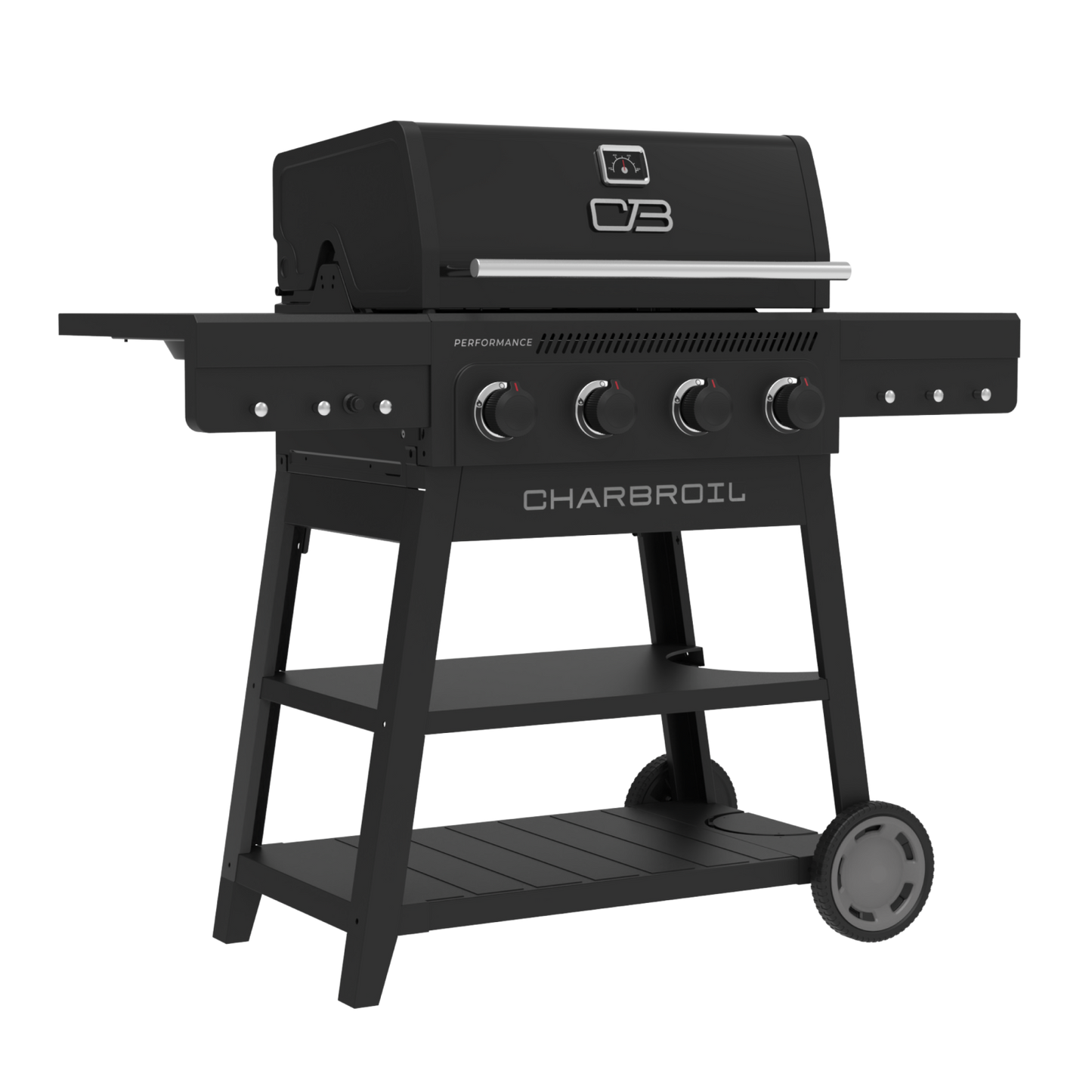 FlavorMax™ 4 Burner Cart Gas Grill – w/ SS Knobs and Handles