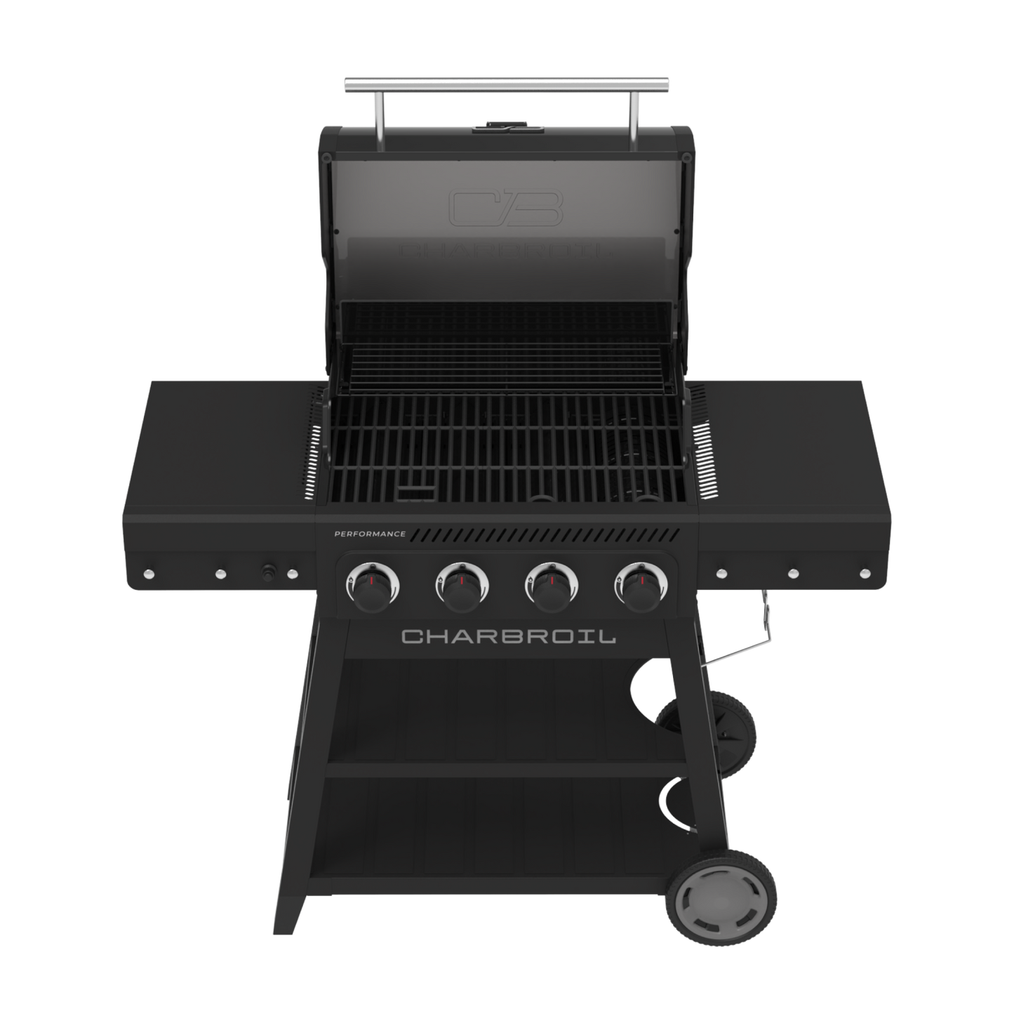 FlavorMax™ 4 Burner Cart Gas Grill – w/ SS Knobs and Handles