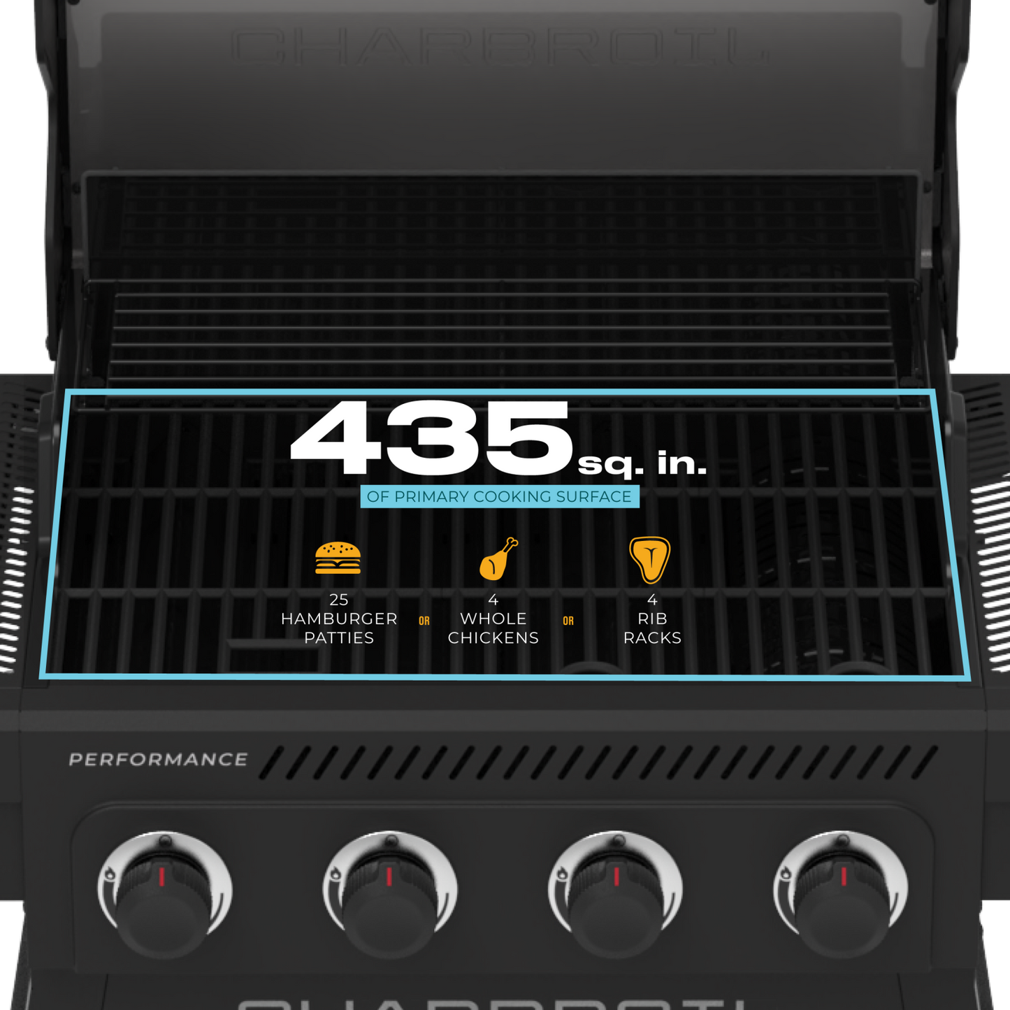 FlavorMax™ 4 Burner Cart Gas Grill – w/ SS Knobs and Handles