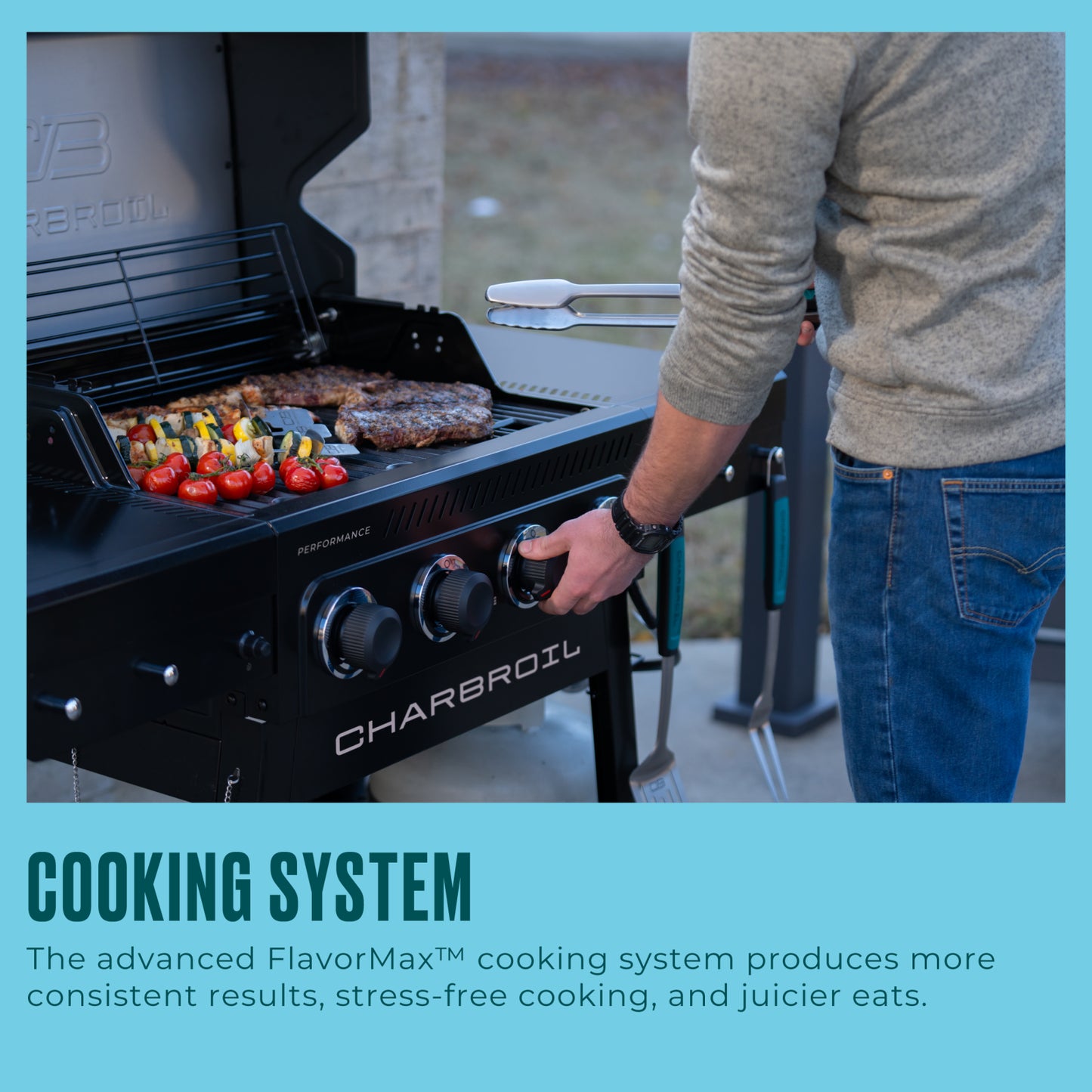 FlavorMax™ 4 Burner Cart Gas Grill – w/ SS Knobs and Handles