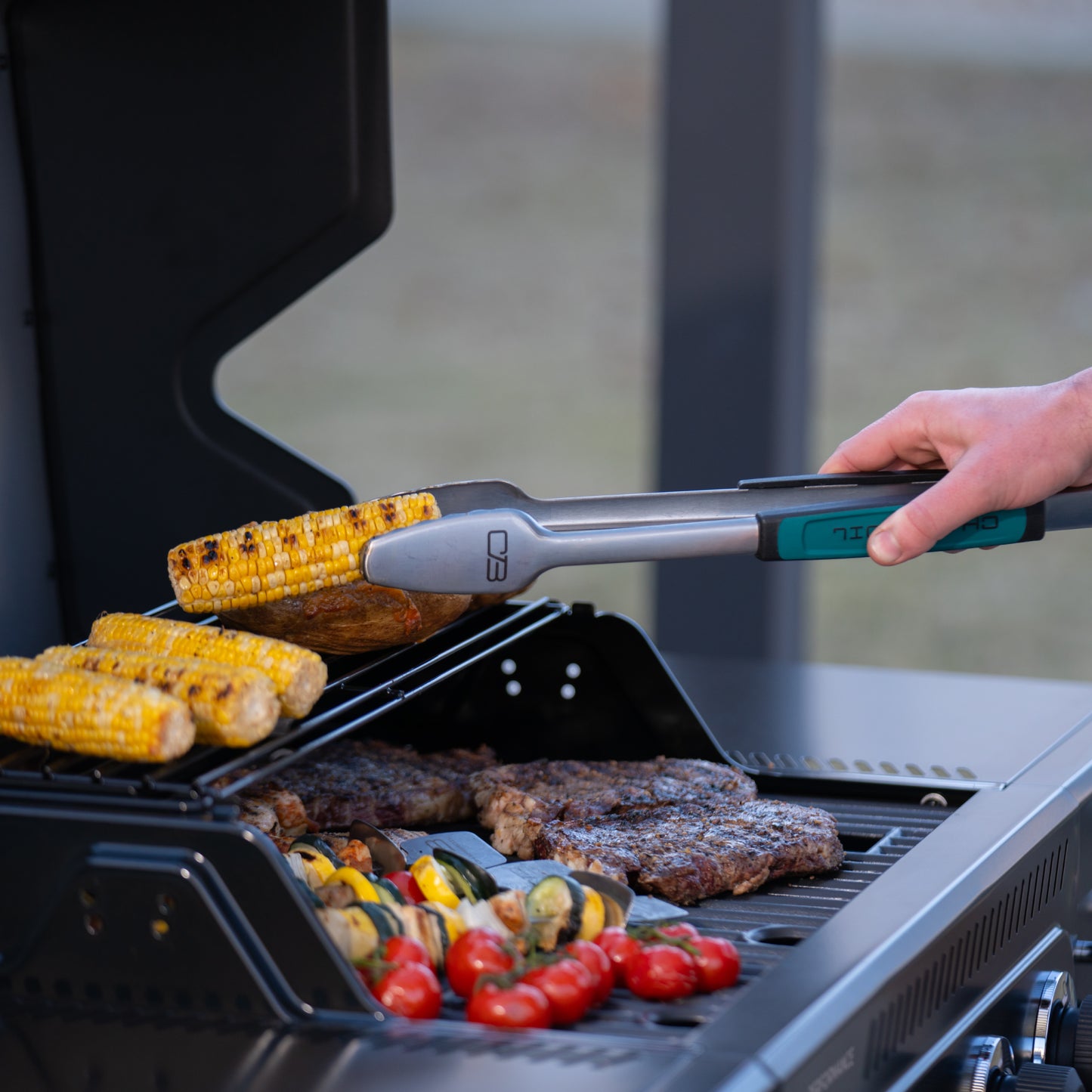 FlavorMax™ 4 Burner Cart Gas Grill – w/ SS Knobs and Handles