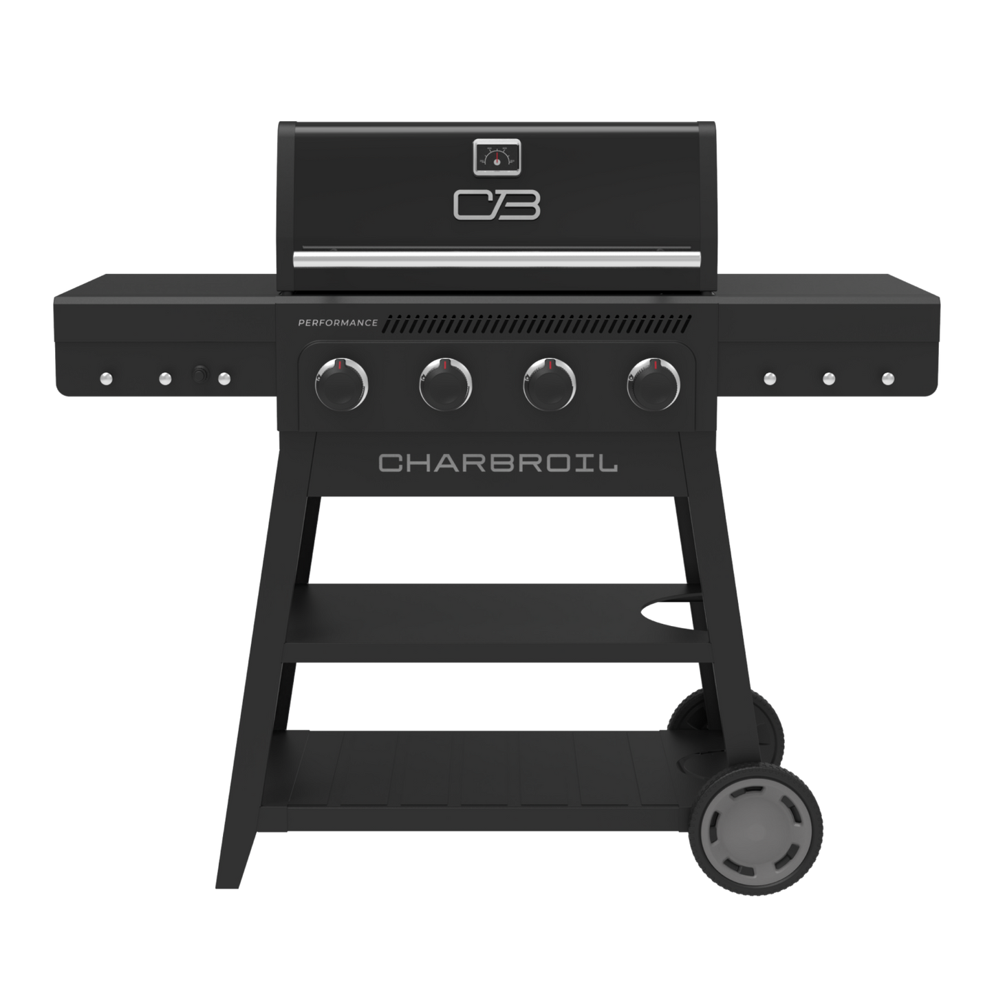 FlavorMax™ 4 Burner Cart Gas Grill – w/ SS Knobs and Handles