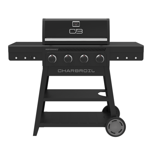 FlavorMax™ 4 Burner Cart Gas Grill – w/ SS Knobs and Handles