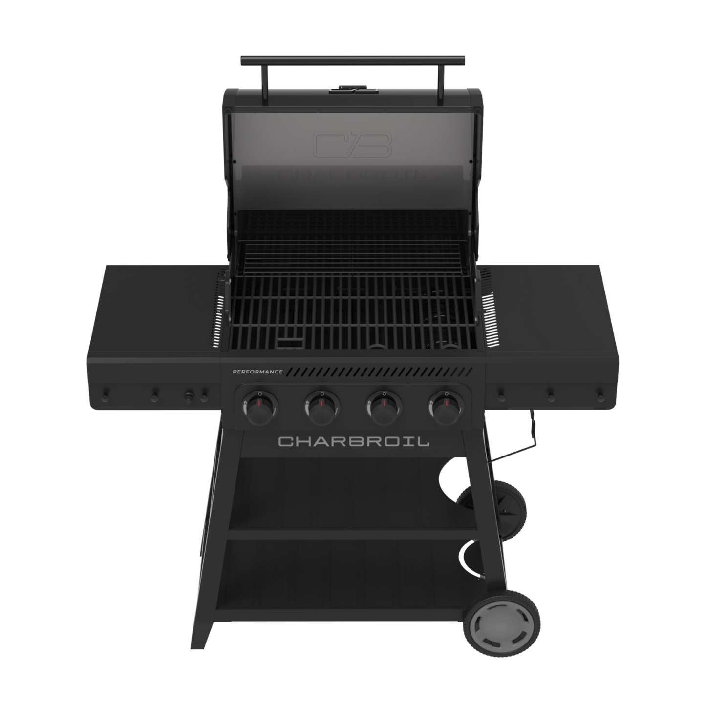 FlavorMax™ 4 Burner Cart Gas Grill – w/ SS Knobs and Handles