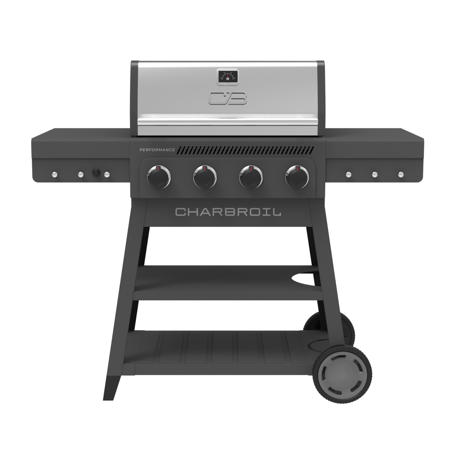 FlavorMax™ 4 Burner Cart Gas Grill – w/ SS Knobs and Handles