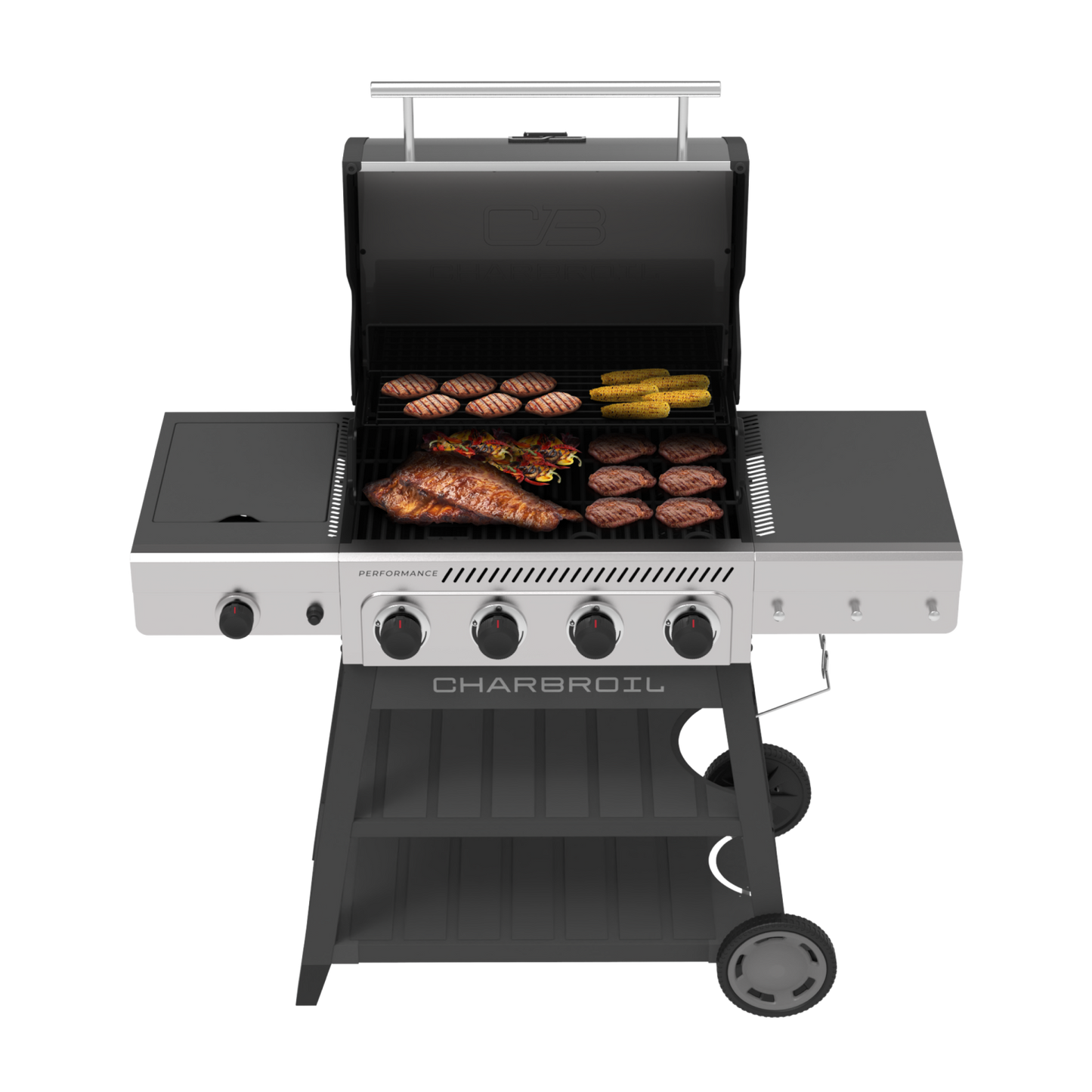 FlavorMax™ 4 Burner Cart Gas Grill with Side Burner