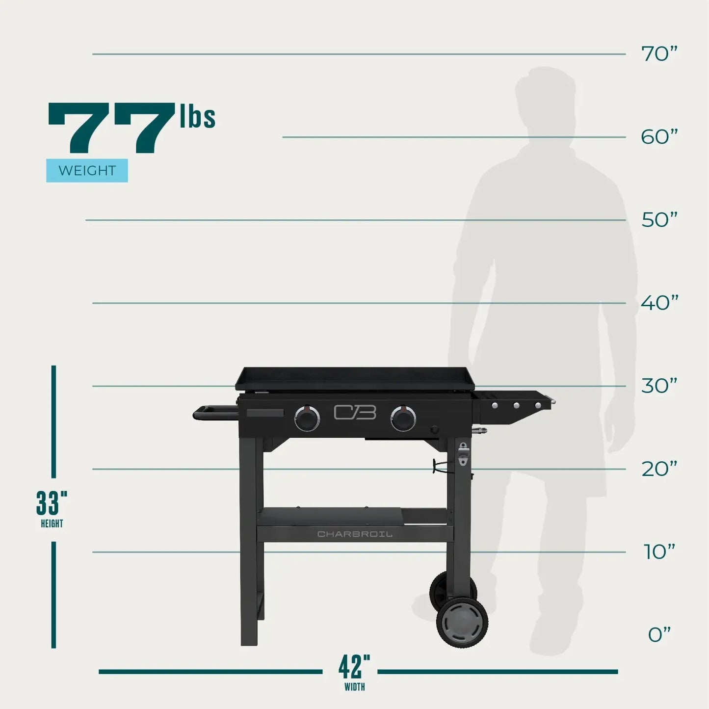 Performance Series™ 28" 2-Burner Propane Gas Griddle with Cart