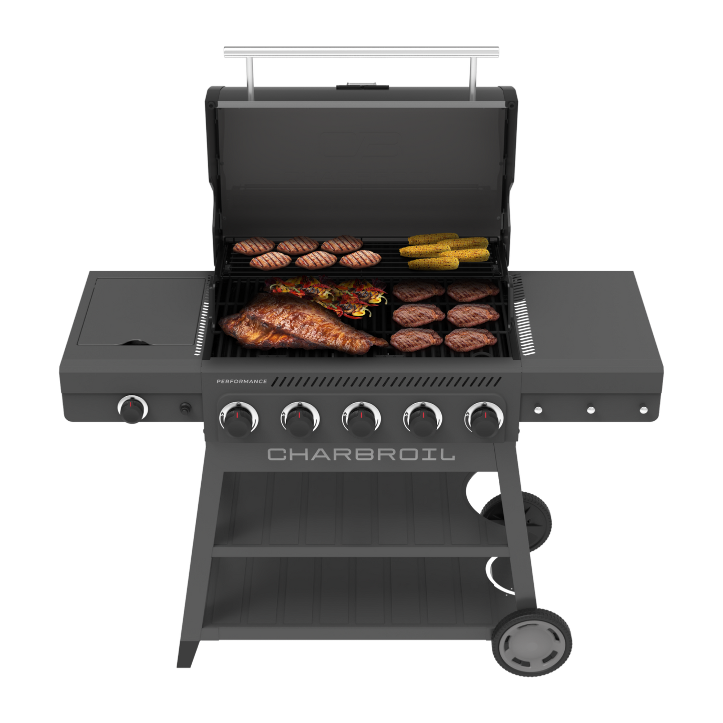 FlavorMax™ 5 Burner Gas Grill Cart with Side Burner