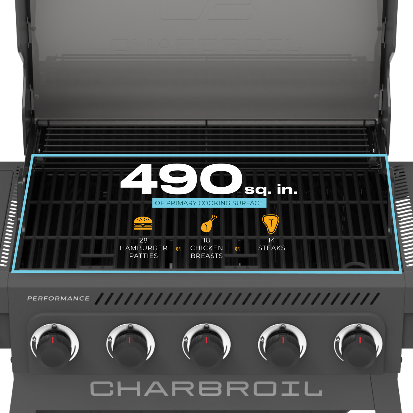 FlavorMax™ 5 Burner Gas Grill Cart with Side Burner