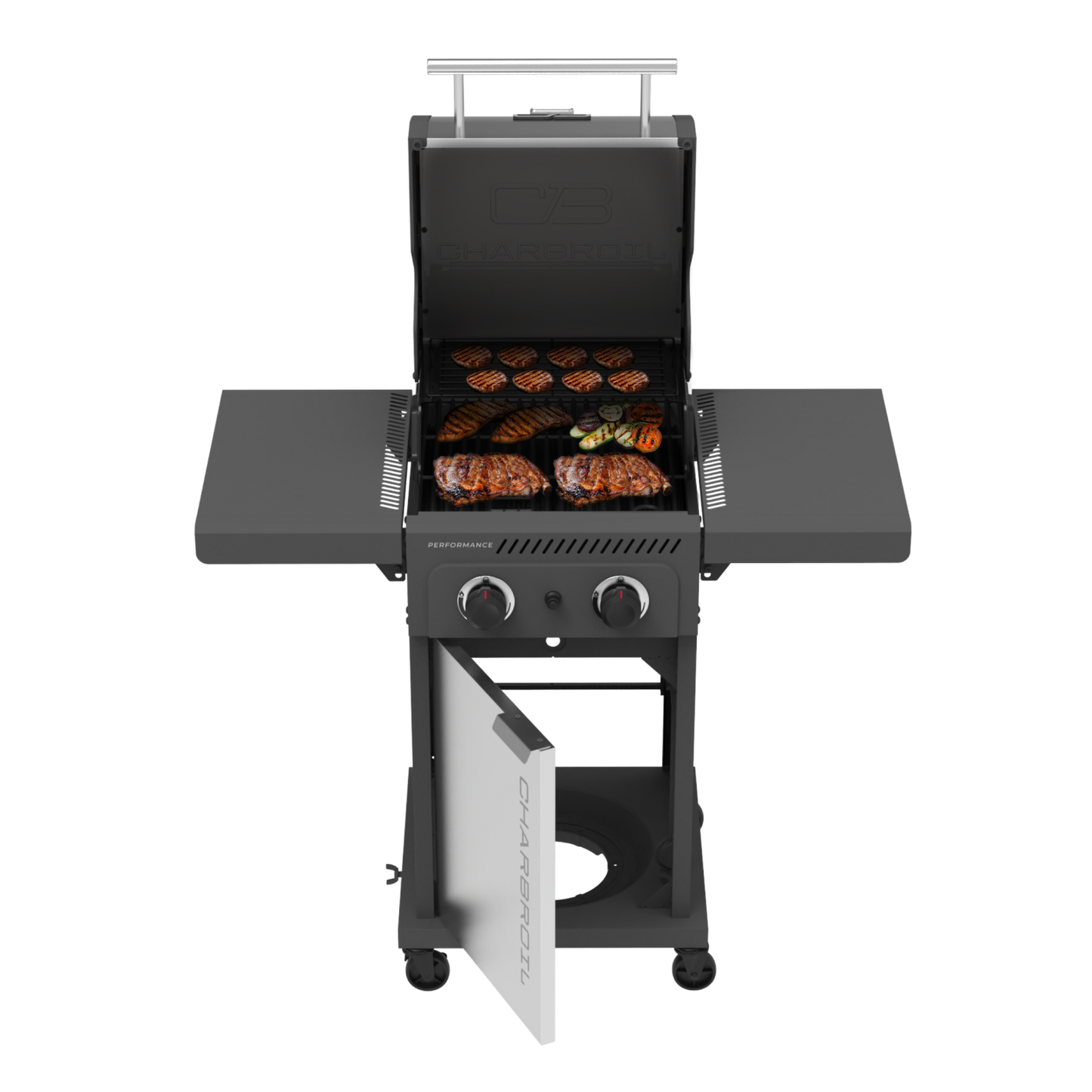 FlavorMax™ 2 Burner Gas Grill Cabinet with Foldable Side Shelves