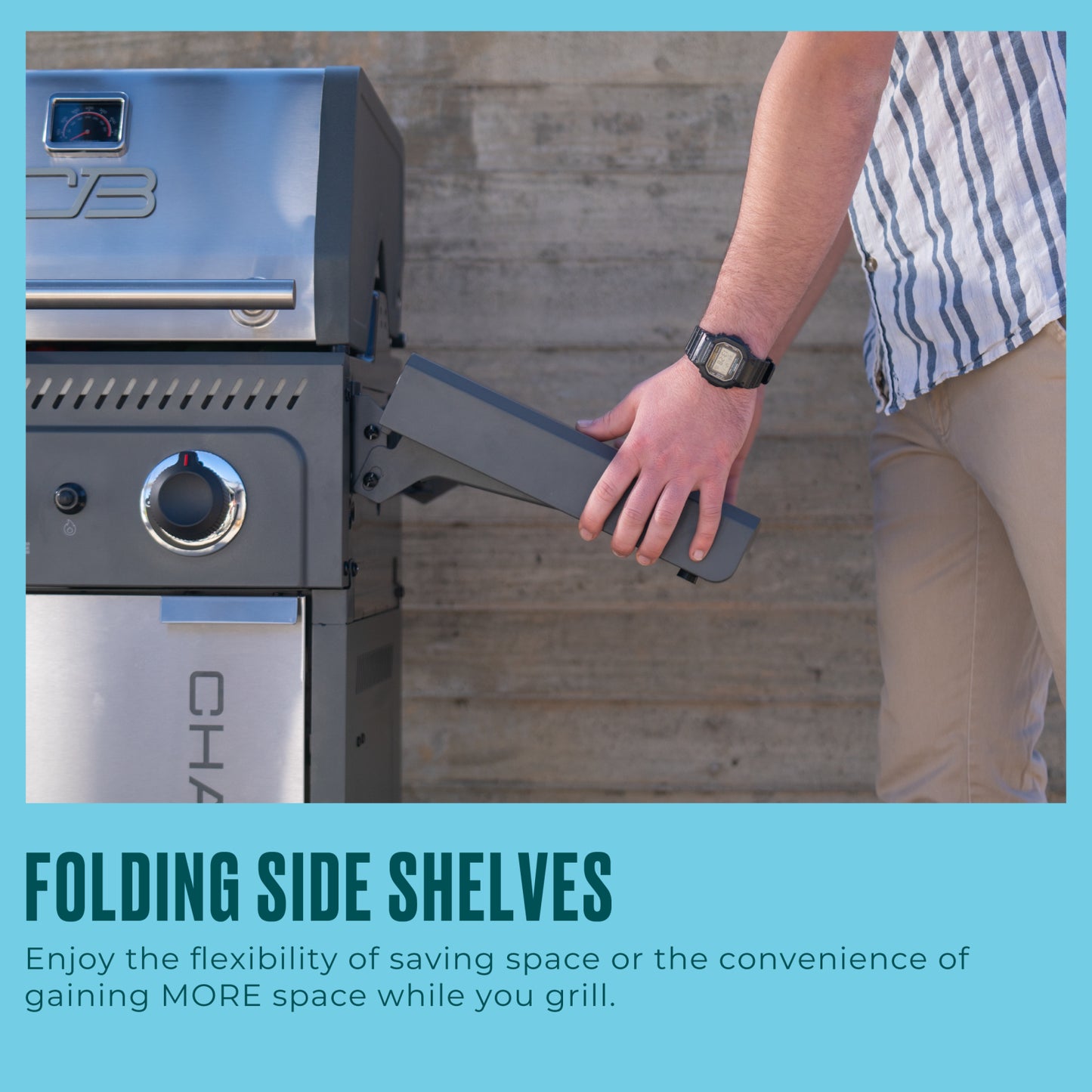 FlavorMax™ 2 Burner Gas Grill Cabinet with Foldable Side Shelves