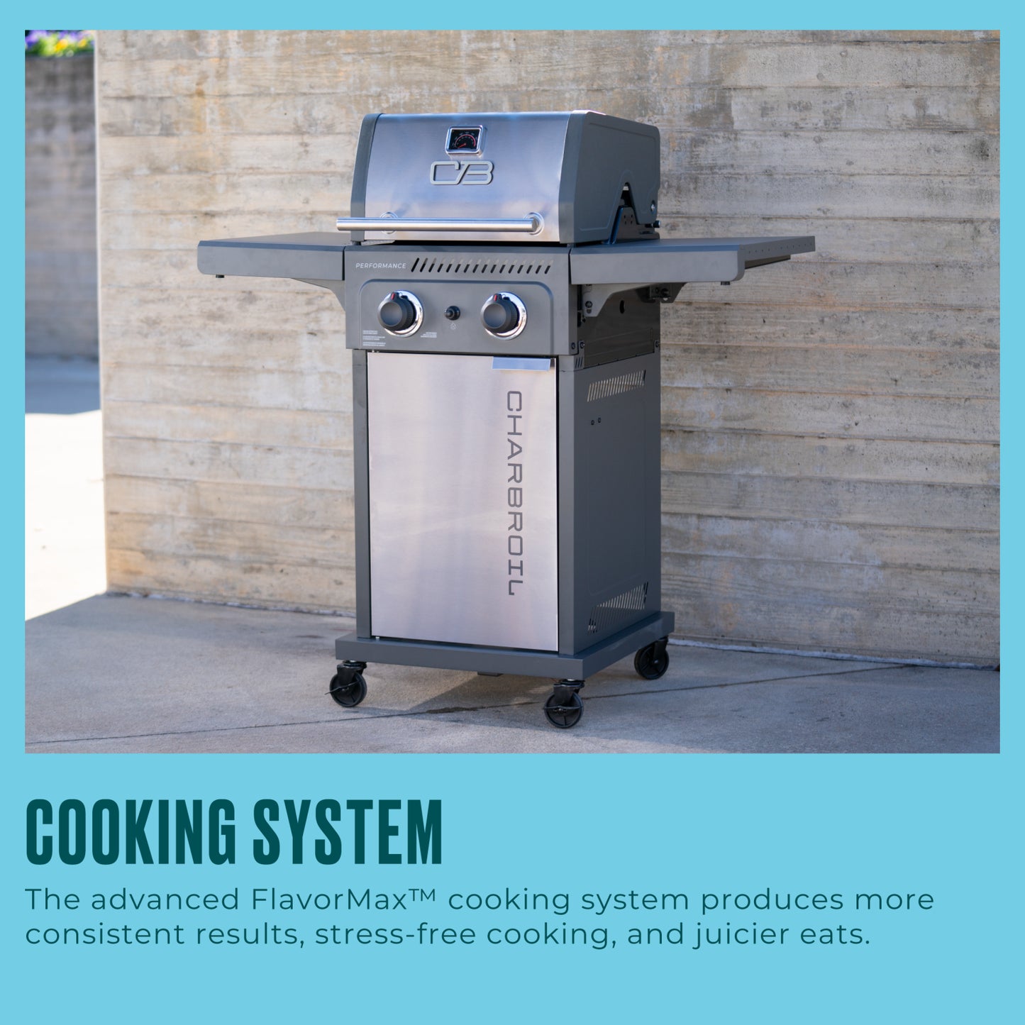 FlavorMax™ 2 Burner Gas Grill Cabinet with Foldable Side Shelves