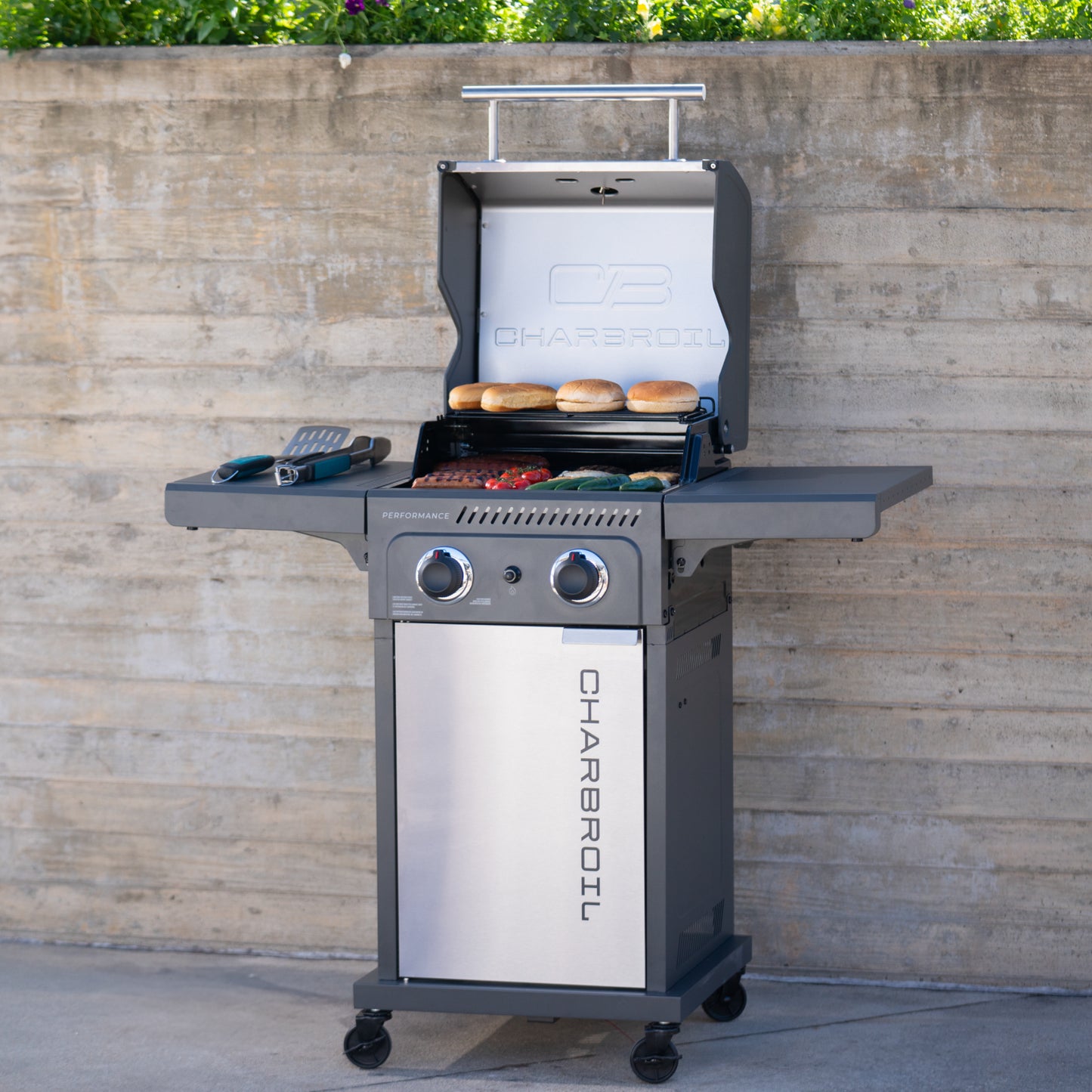 FlavorMax™ 2 Burner Gas Grill Cabinet with Foldable Side Shelves