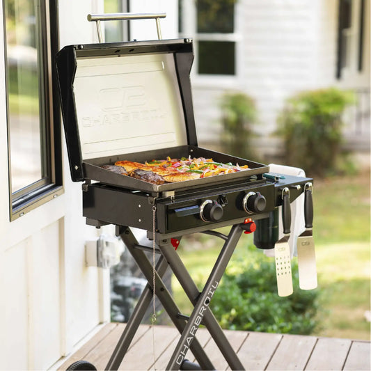 22" Folding Cart 2 Burner Portable Propane Gas Griddle